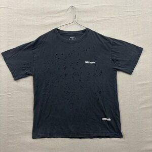 Satisfy MothTech T-Shirt Mens Medium Black Distressed Running Tee